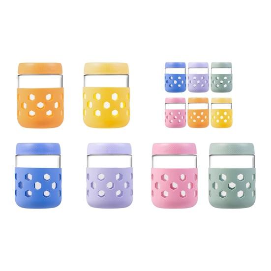 Glass Mason Jars with Silicone Sleeves 16 Oz Leak-Proof Meal Prep Jars Airtight BPA-Free Containers for Overnight Oats Yogurt Snacks