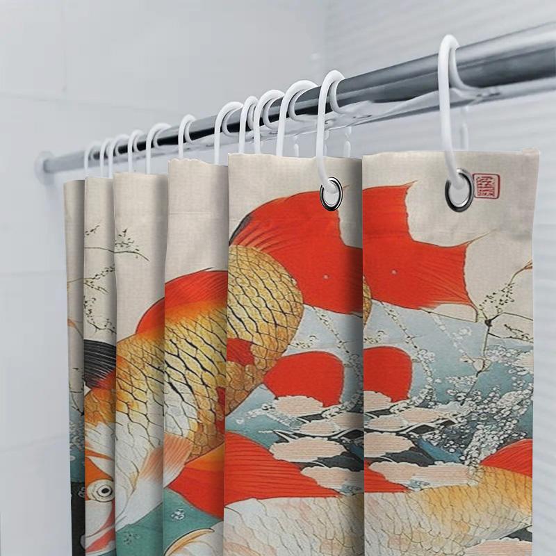 Vibrant Koi Fish Shower Curtain Modern Home Decor With Oriental Artistic Design