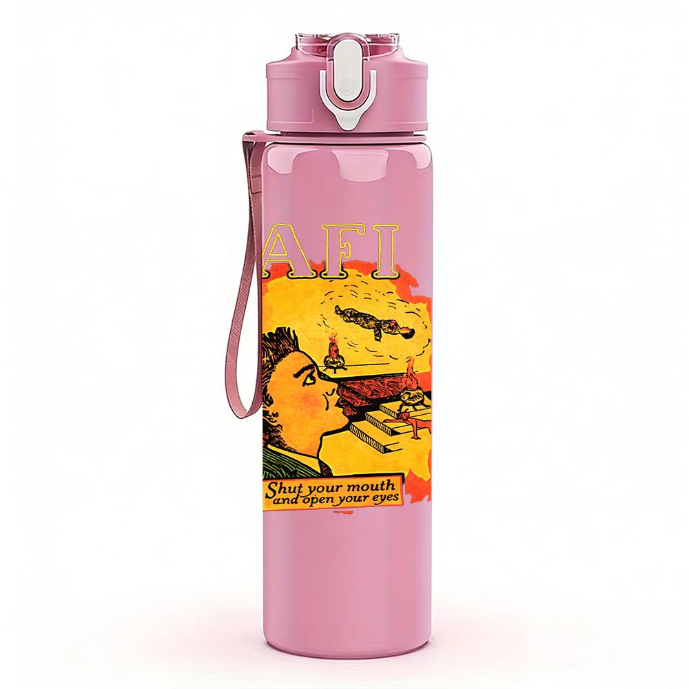 1PC Yellow Sun Mountain Retro Landscape Print 750ml Portable Sports Water Bottle Leakproof Gym Outdoor Travel Drink Cup