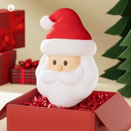 Santa Claus Night Light Rechargeable Silicone Touch Lamp Magnetic Hangable Cute Christmas Lamp Auto-Off Nursery Bedside Nightlight for Breastfeeding