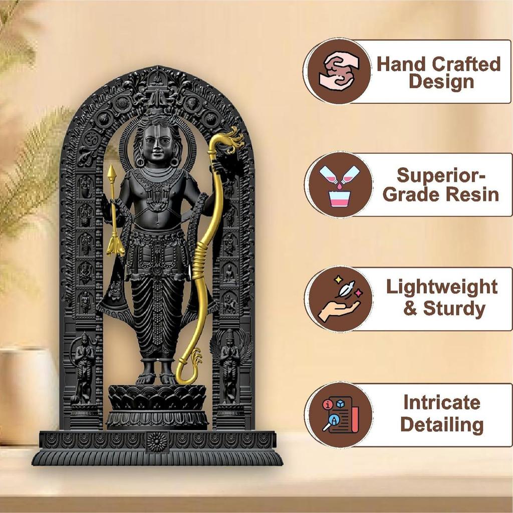 Harz 6 Zoll Ram Lalla Idol für Armaturenbrett im Auto, Ram Lalla Murti für Pooja, Ayodhya Tempel Ramlala Murti, Shree Ram Statue