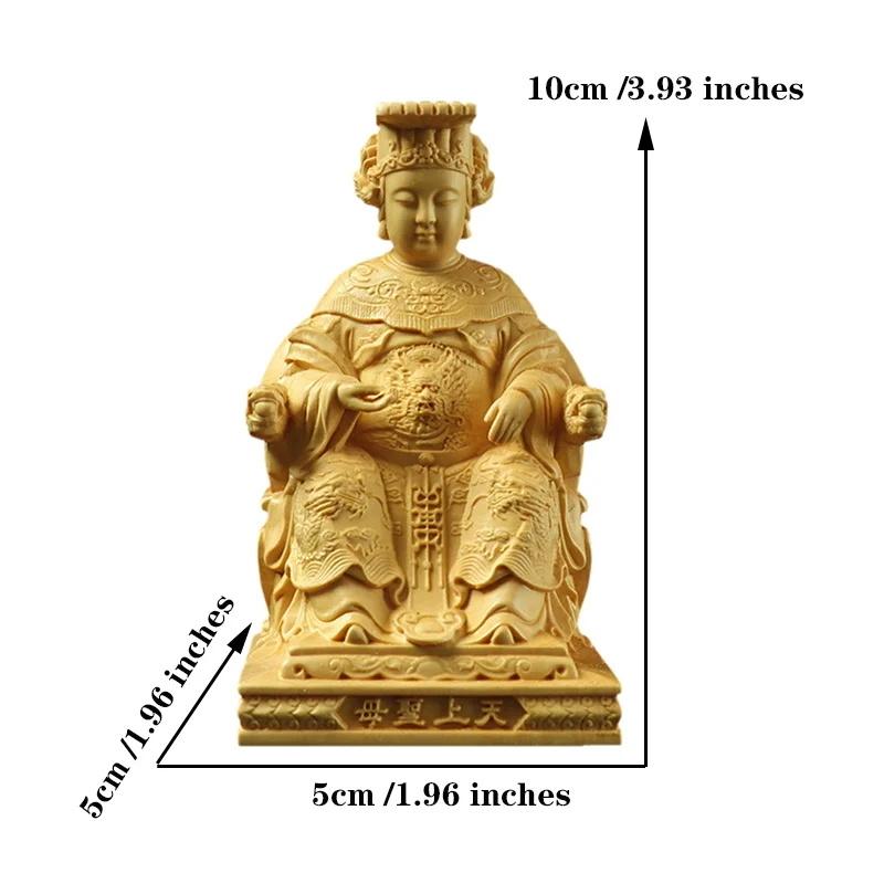 

Natural Boxwood Chinese Goddess Mazu Statue Traditional culture Mazu wooden carvings Sea Goddess Home Room Decoration Figurines