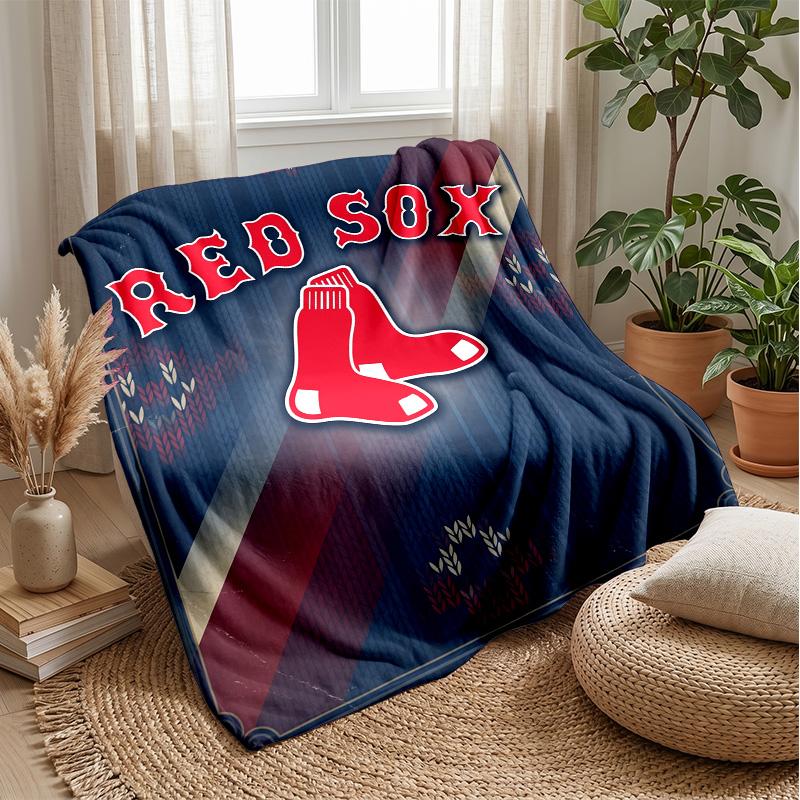 Coperta in Flanella Pile Boston Red Sox Coperta Calda e Accogliente per Divano Letto Viaggio Uso Stagionale