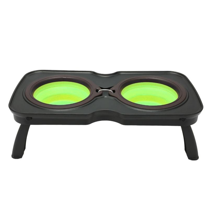 

Foldable Elevated Dog Bowls Portable Double Folding Raised Dog Bowls With Stand For Outdoor Camping Travel Small, Green чёрный