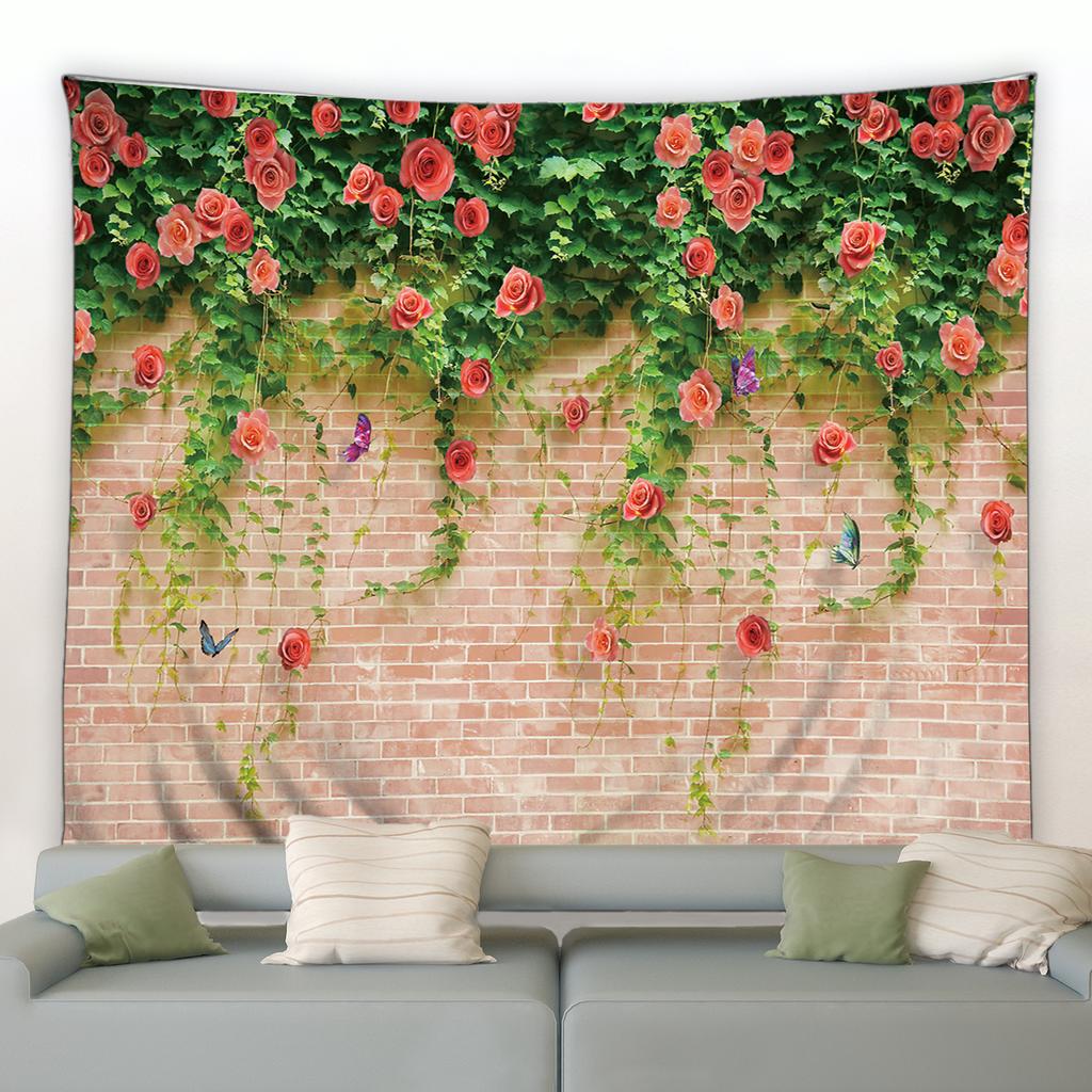 Flower Garden Landscape Tapestry Home Background Wall Cloth Garden Poster Exterior Wall Hanging Bedroom Room Decoration