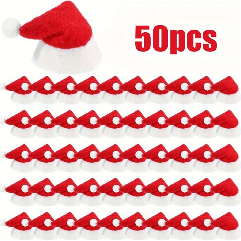 

50pcs Mini Santa Claus Lollipop Hats Christmas Party Decoration Supplies Christmas Wine Bottle Cap Candy Candy Cover Hat Toppers