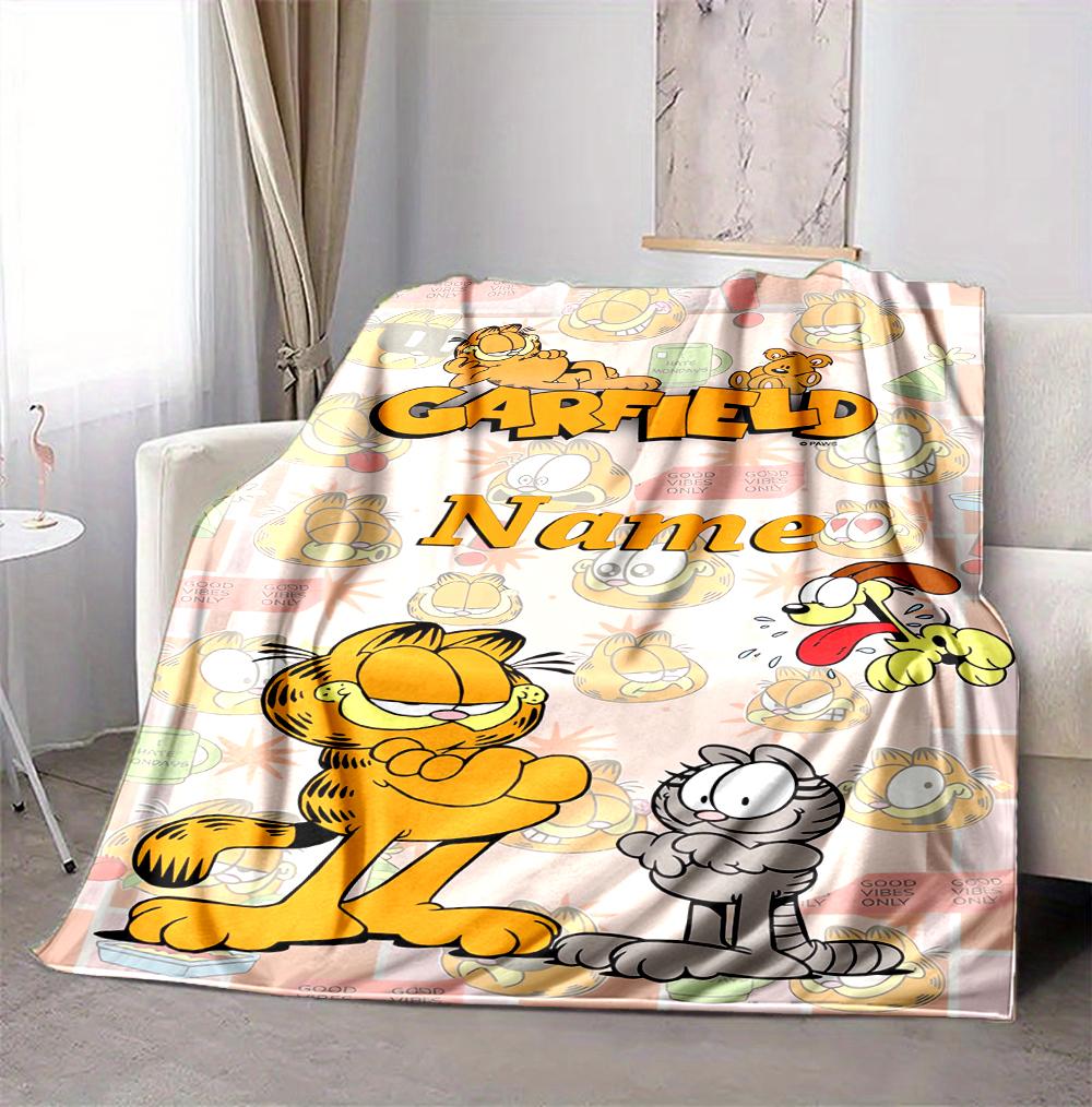 Custom Name Garfield Dreams Flannel Blanket Throw Blanket Soft Warm Sofa Bed Decor Unique Gift