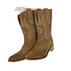 Fashion Women's Mid-Calf Knight Boots Pointed Toe Embroidered Thick Heel Autumn New Style Large Size Rubber Outsole PU Leather