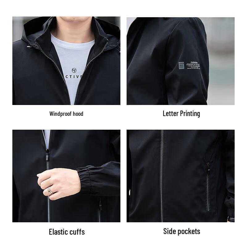 ROMON Men's Autumn Fashion Commuter Hooded Jacket