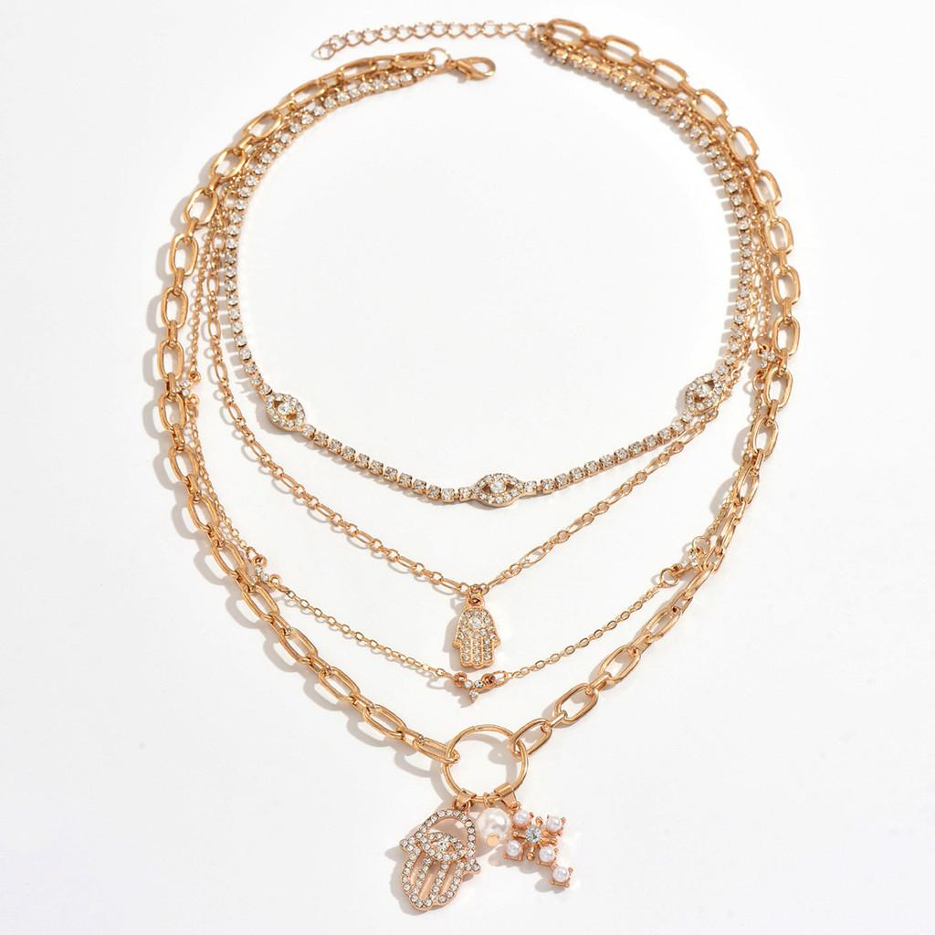 Fashion Multi Layered Necklace With Drop Chain For Trendy Women And Party Wear