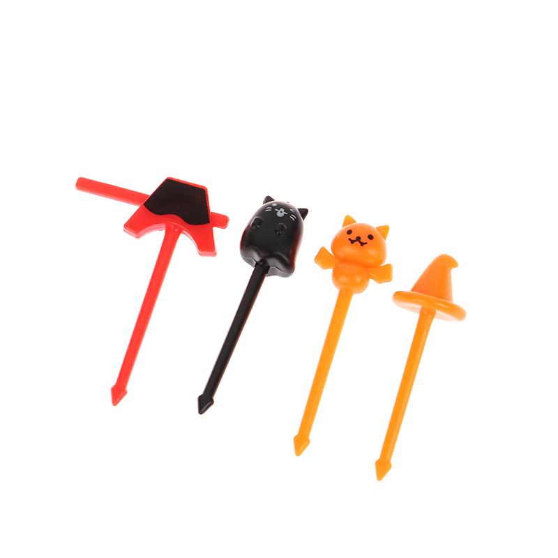 4/5Pcs Obst Gabel Mini Cartoon Kinder Snack Kuchen Dessert Pick Zahnstocher Bento Mittagessen Party Dekoration Halloween