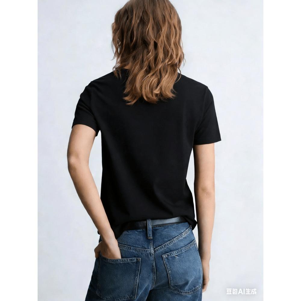 Damen Frühling Sommer Lässiges Sexy V-Ausschnitt Slim Fit Kurzarm T-Shirt