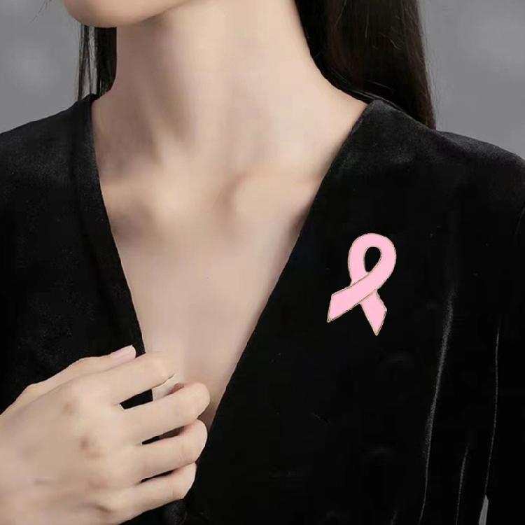 10Pcs Cancer Awareness Brooch Pink Ribbon Pin Awareness Lapel Pins with Metal Back Clasp For Healthcare Workers