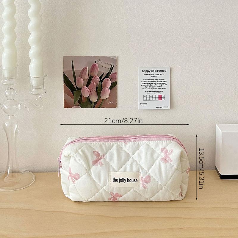 S/M/L Cute Bow Makeup Bag Women Travel Cosmetic Bag Large Cosmetic Holder Case Portable Cosmetic Pouch Toiletry Bag