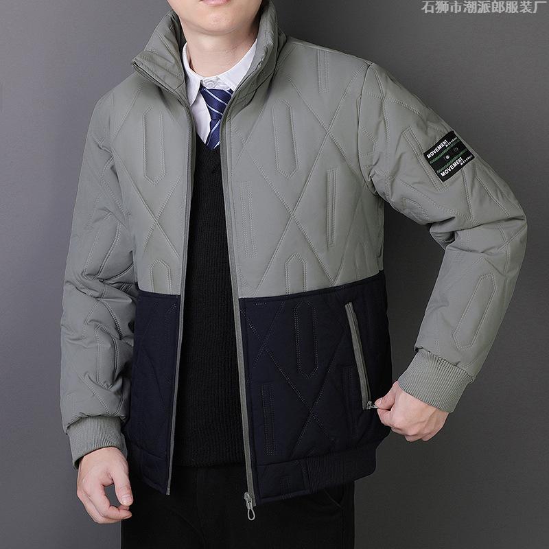 Lamb wool cotton-padded clothes stand-up collar cotton-padded clothes for men and women, new velvet cotton-padded clothes for men in winter, casual 