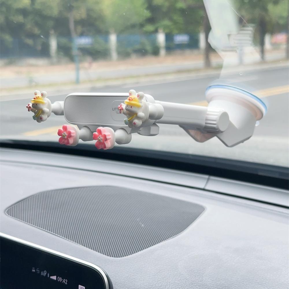 Car Cartoon Phone Holder for Navigation - Creative Air Vent Suction Cup Mount Stand, Rotating Gravity Support Multi-Function Bra