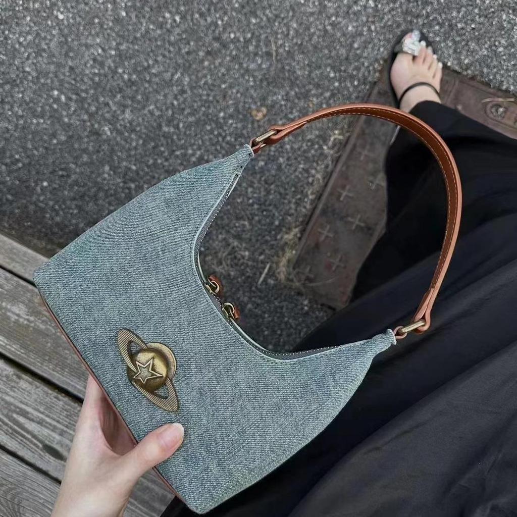 New Hobo Planet Denim Shoulder Bag - Versatile Niche Handbag