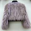 Women's Short Real Raccoon Wool Coat Sheepskin Square Collar Youthful Slim Fur Striped Coat for Women