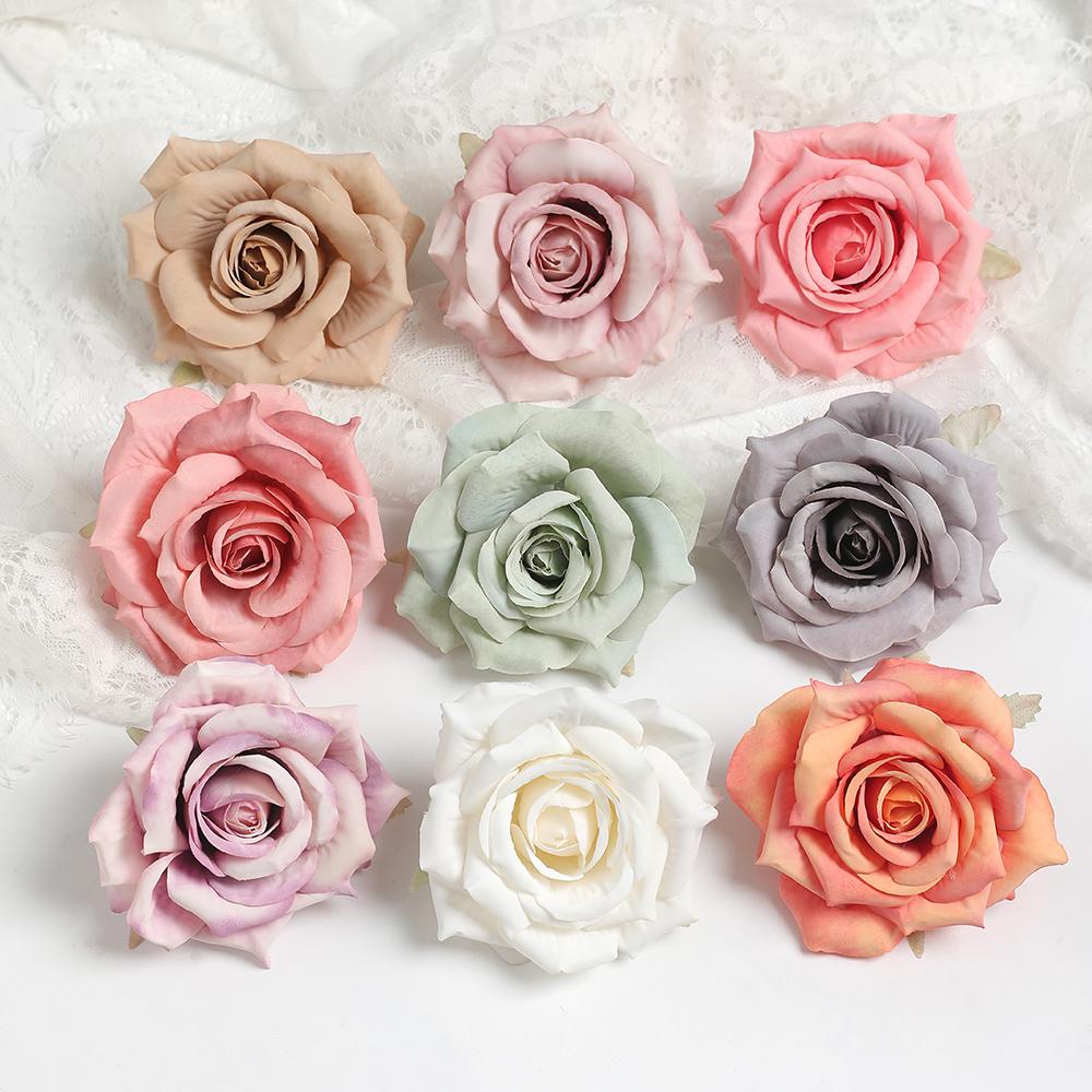 3/5/10Pcs Rose Artificial Silk Fake Flowers for Home Room Decoration DIY Accessories 8cm Fake Flowers Wedding Brides Party Decor