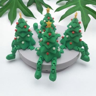 3D Printed Christmas Tree Ornament Desktop Tree Figurine with Flexible And Movable Joint for Relaxing Xmas Tabletop Decoration for Home Office Decor