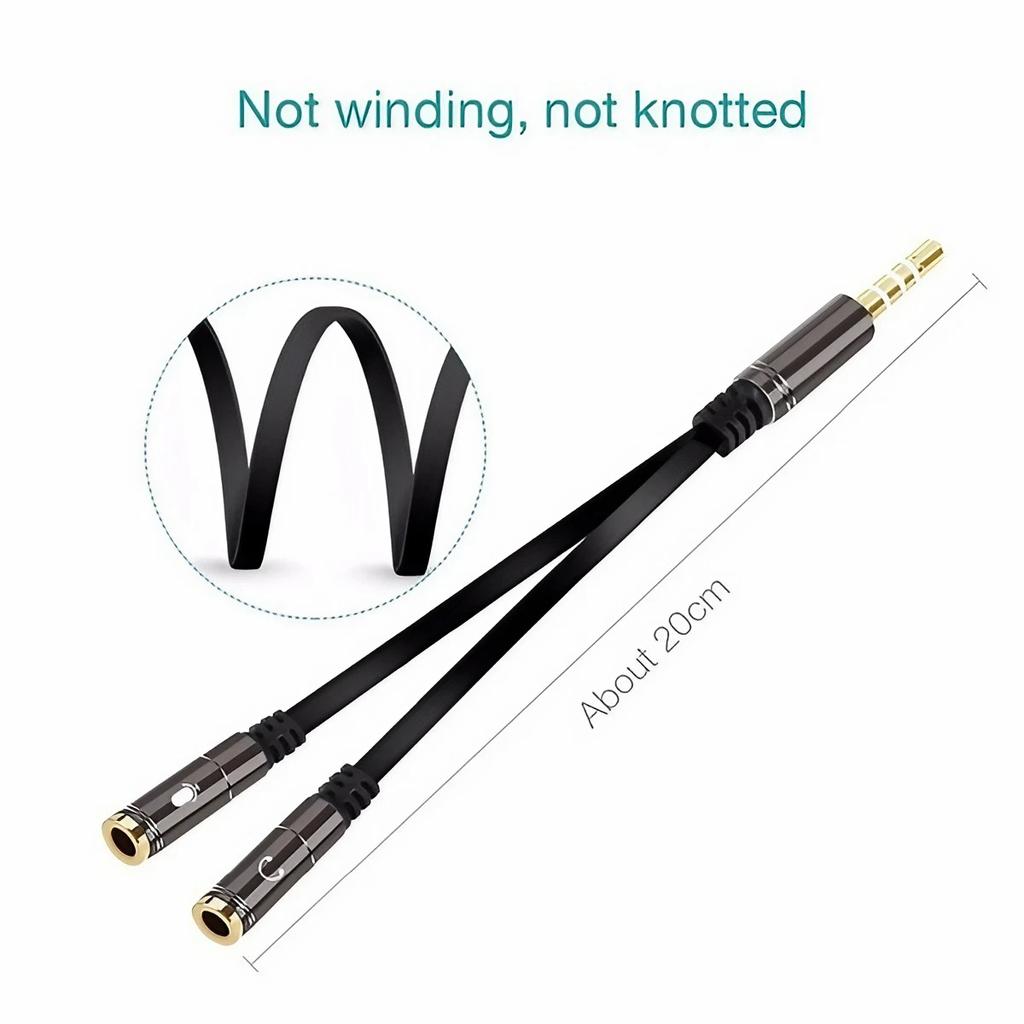 3 5mm Audio Splitter Cable 1 Male to 2 Female Microphone Headphone Y Splitter AUX Cable for Laptop Computer