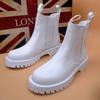 Men's Fashion Stage Nightclub Motorcycle Boots  Designer Shoes Black White Chelsea Boot Soft Leather Platform Short Botas