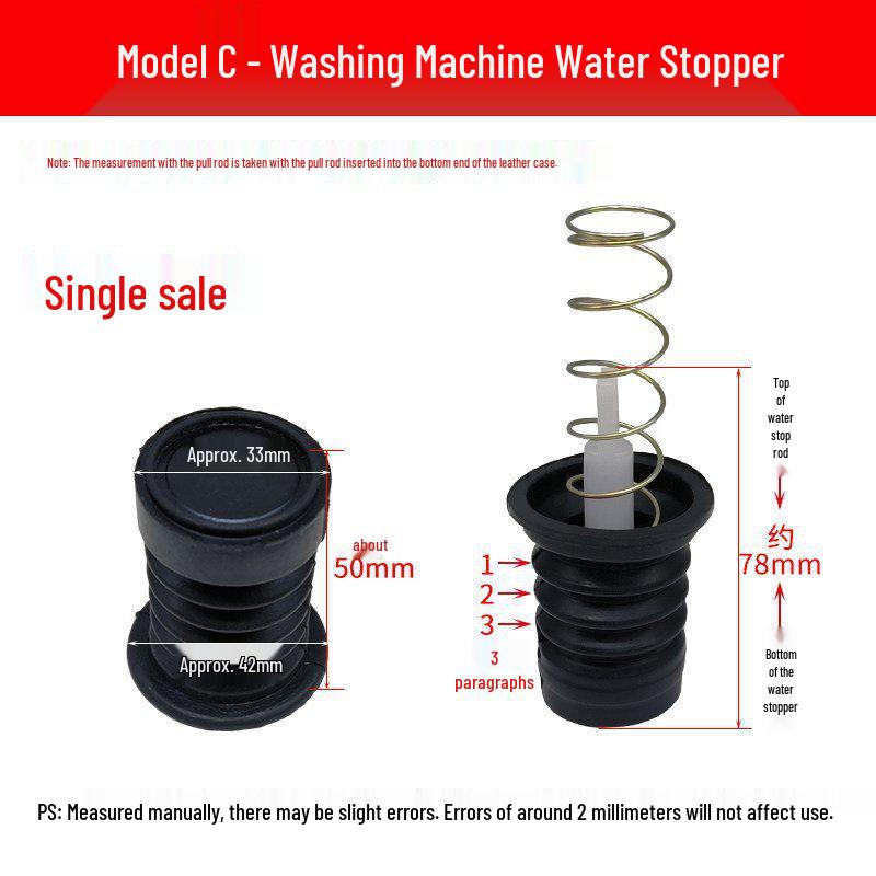 Rubber Drain Plug & Sleeve with Spring for Semi-Automatic Twin Tub Washing Machine