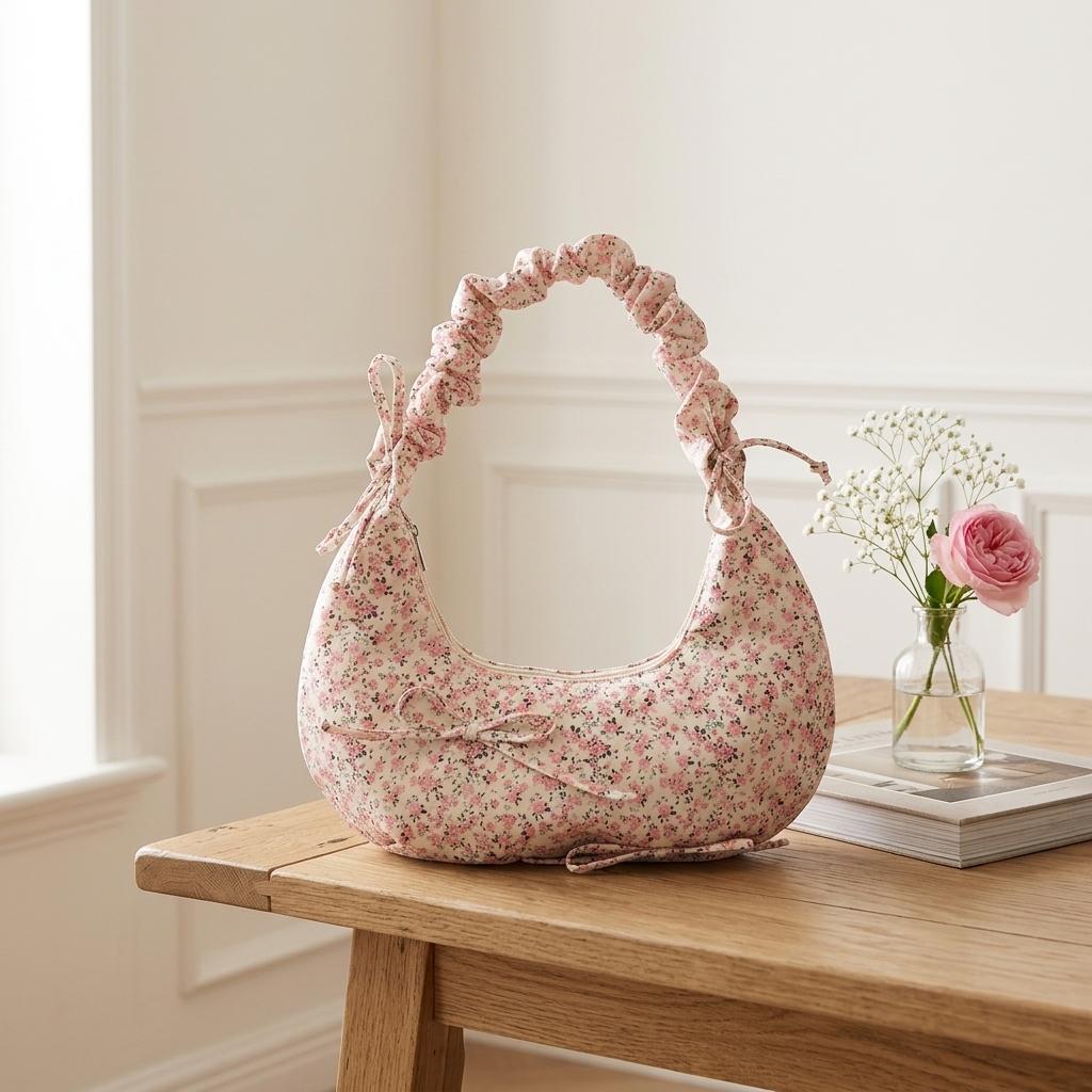 Women Floral Print Large Capacity Tote Bag Shoulder Underarm Bag With Durable Polyester Material And Multiple Carrying Styles