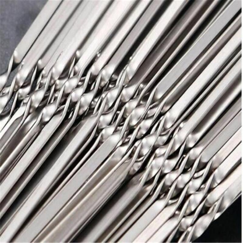 hot! 20pcs Reusable Barbecue Skewers Stainless Steel Bbq Camping Forks Kitchen Accessories Tools