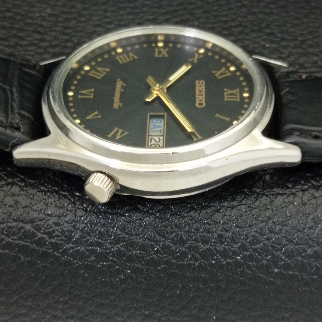 VINTAGE SEIKO AUTOMATIC 7019A JAPAN HERREN SCHWARZES ZIFFERBLATT UHR a500084-2 R151a-a500084
