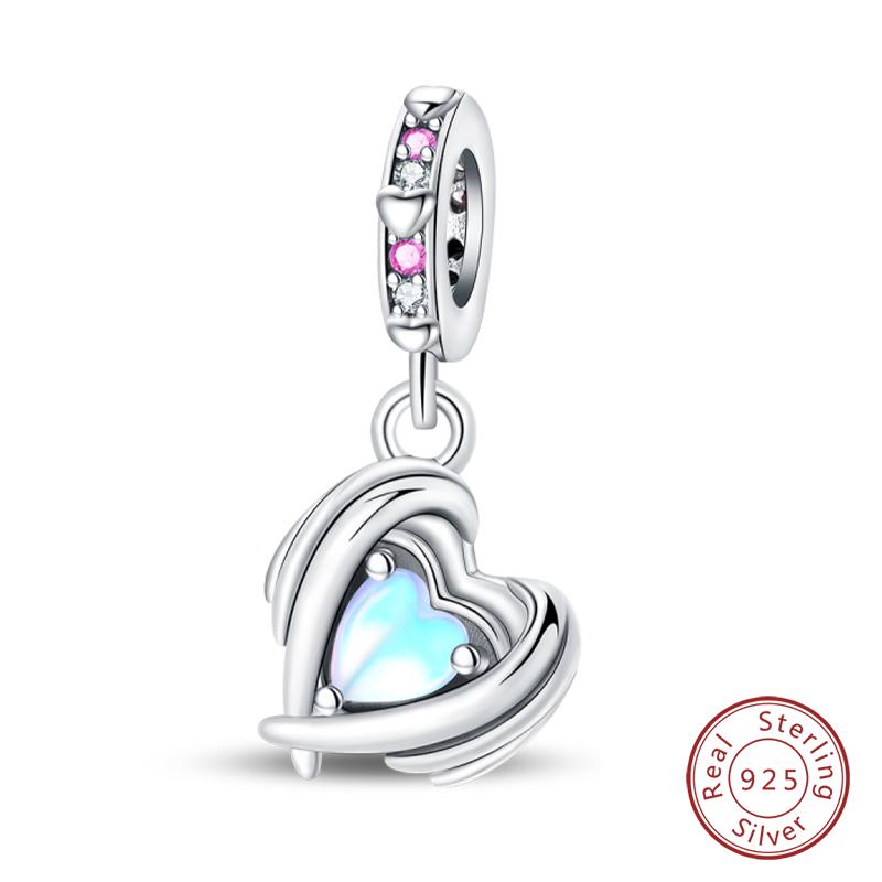 New Copper Heart Shaped Guardian Peace Dove Hope Angel Charms Beads Fit Qikaola Original Bracelets Diy Jewelry