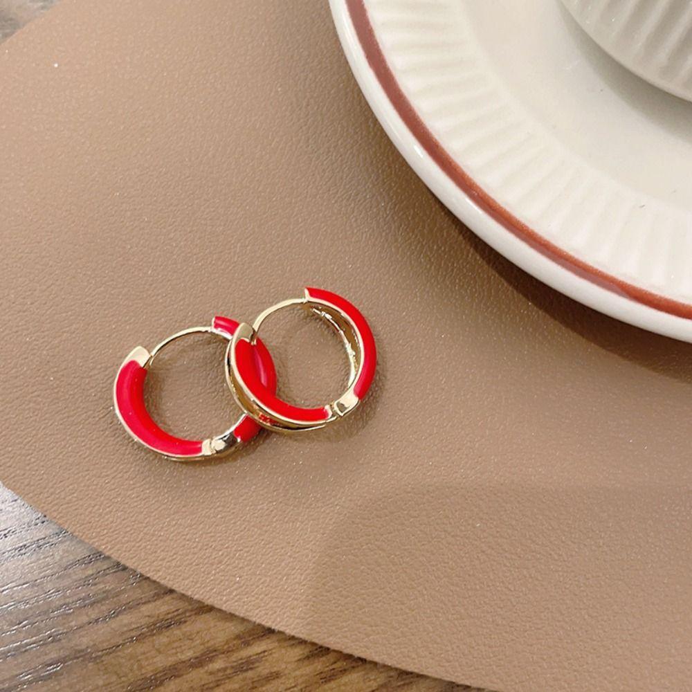 Zinc Zinc Alloy Dripping Oil Earring Jewelry Accessories Hoop Ear Buckle Trendy Enamel Hoop Earrings  Girls