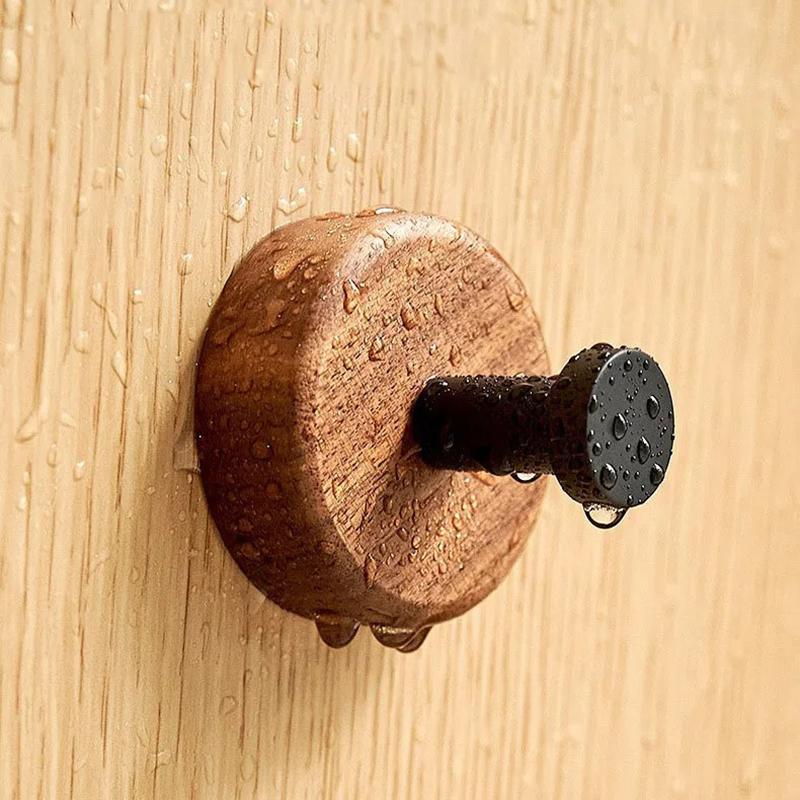 2Pcs Wooden Hook Solid Wood Wall Hook Glue Hook Punch-Free Coat Hanger Home Towel Key Hook Storage Rack Wall Decoration