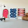 Japanese Vintage Abstract Open Your Mind Print Posters Blue Waves Wall Art Canvas Painting for Living Room Bedroom Home Decor