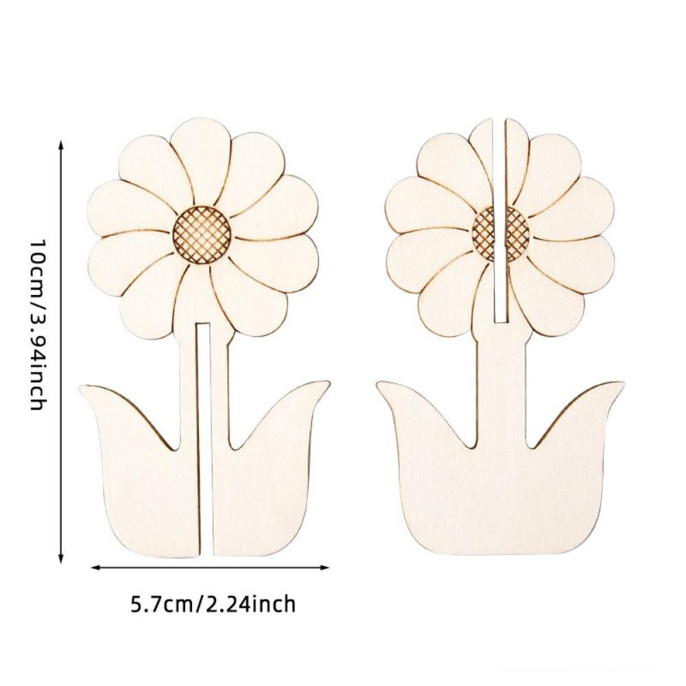 

10pcs/set Wooden DIY Tulip Shape Assembly Tulip Shape Sunflower Wood Pieces Combination Set Rose Flower Handmade
