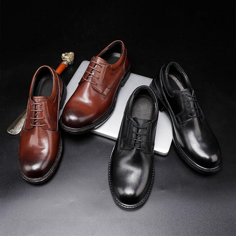 Elite Must Choose/British Casual Leather Shoes Retro Handmade Leather Outsole Shoes Black Wedding Shoes Business Dress Men'S Shoes