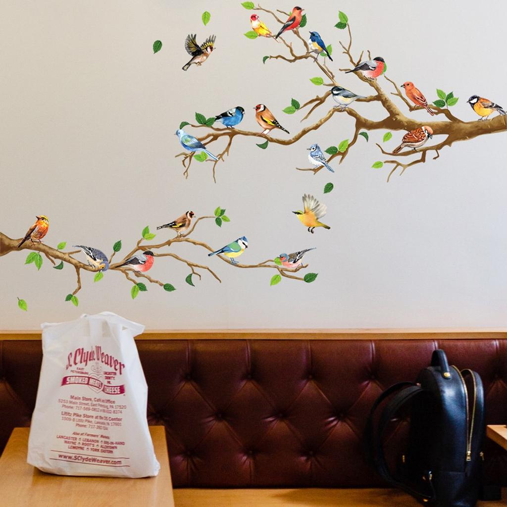 Accessories Branch Birds Wall Stickers Bedroom Living Room Office Background Wall Sofa Decorative Wall Stickers Leaf And