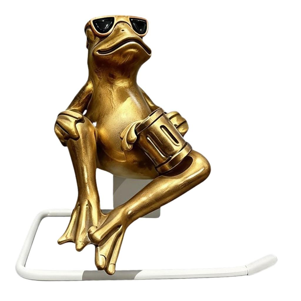 Bathroom Organizer Paper Holder Stand Creative Frog Figure Tissue Roll Dispenser for Wall Mounted Home Decoration