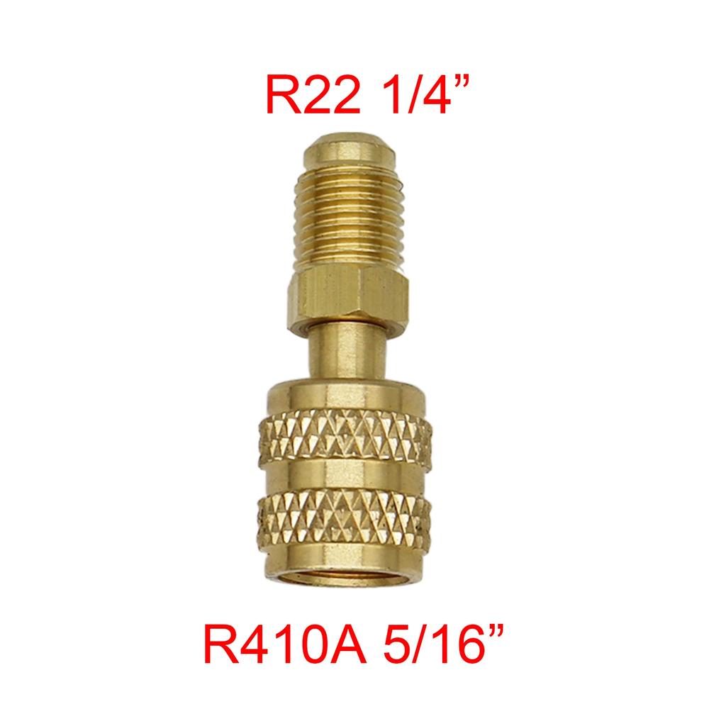 1pcs Brass Adapter 5/16 SAE F Quick Couplers To 1/4 SAE M Flare 5/16 M To 1/4 SAE For R410 R32 R22 Air Conditioning Adapter