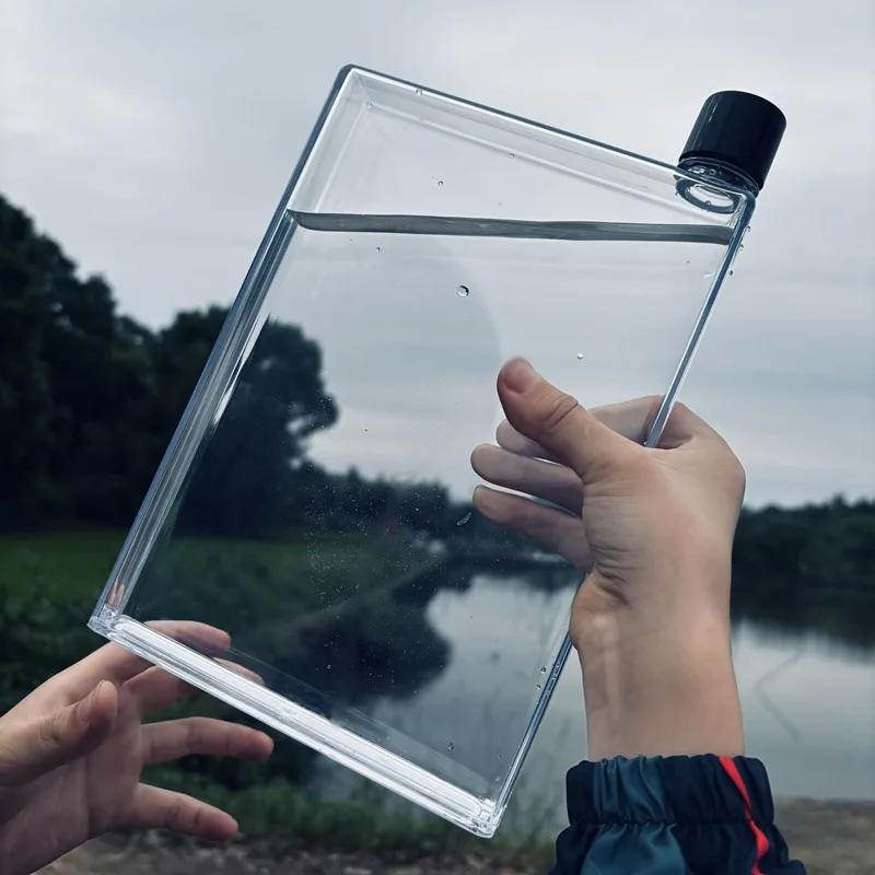 Creative Simple A6 Paper Cup Handy Portable Plastic Water Square Water Bottle Cup Leisure Sports Flat Kettle Wholesale Bottle