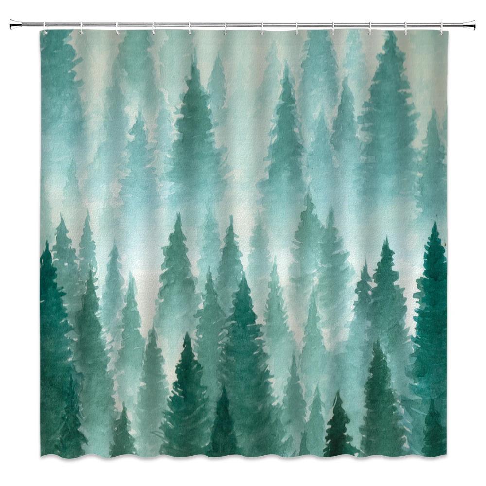 Green Tropical Plants Shower Curtain Bathroom Waterproof Polyester Shower Curtain Leaves Printing Curtains for Bathroom Shower