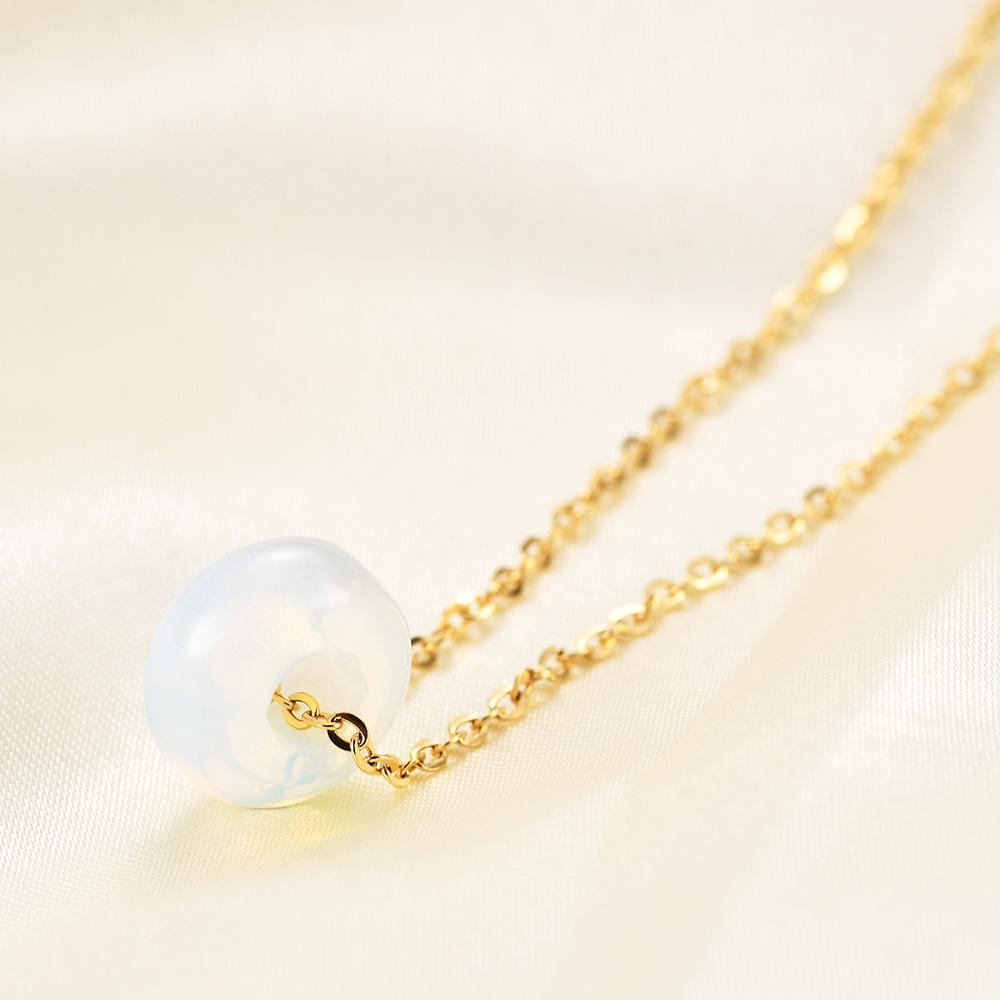 7MM Matte Natural Stone Pendant Necklace - European & American Style