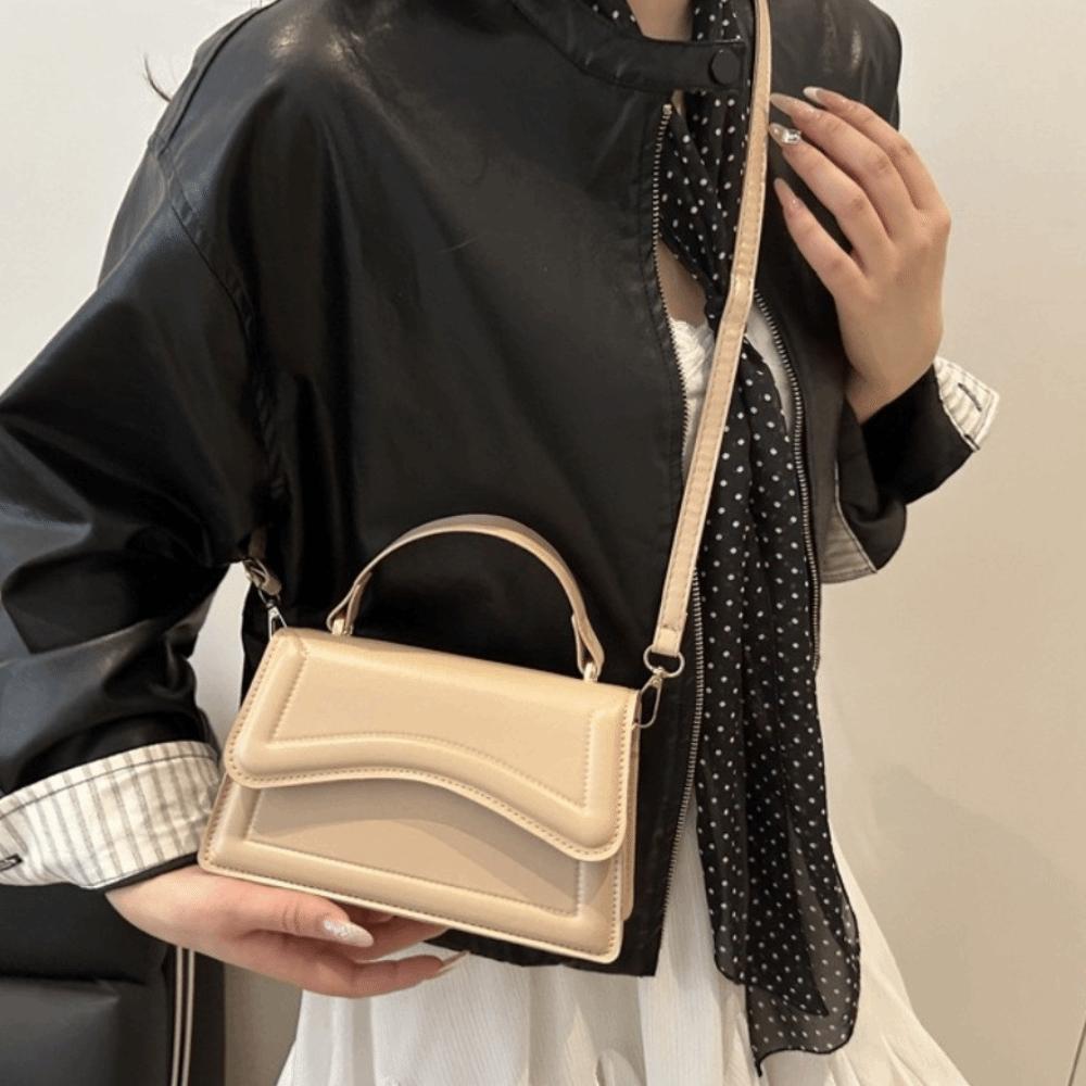 Small Size PU Leather Handbag Solid Color Crossbody Messenger Tote New Women's Shoulder Bag Work
