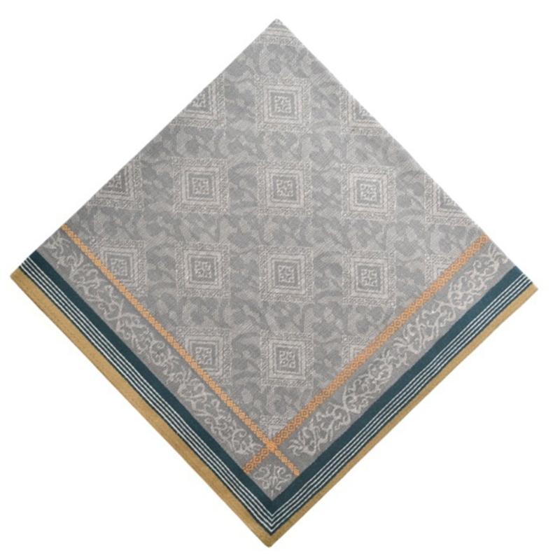 Cotton Jacquard Handkerchief For Men Soft Quick Drying Classical Pattern Pocket Square Hankie For Grooms Weddings Party