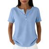 V Neck T Shirt Women Short Sleeve Casual Button Down Shirt Ladies Fashion Top