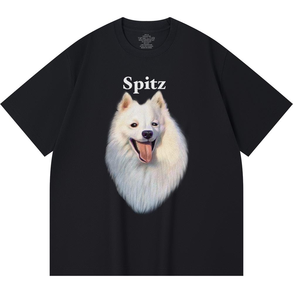 230GSM 100% Cotton T-Shirt Spitz Print Tees Funny Harajuku Style Combed Cotton Tshirt