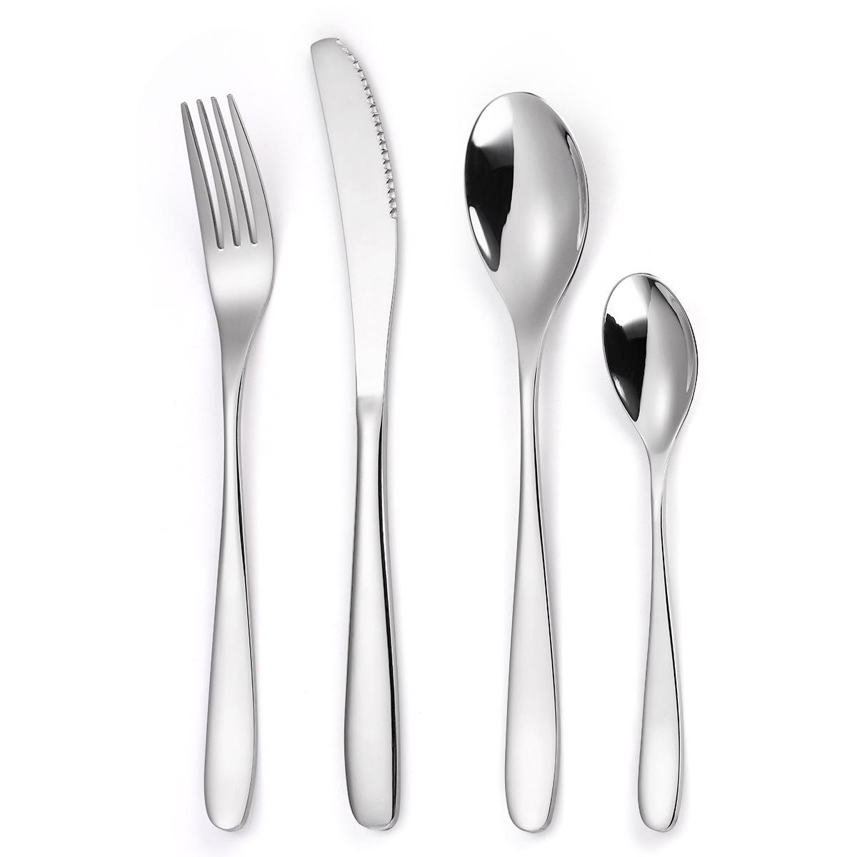 

Набор столовых приборов из нержавеющей стали 304, нож для стейка, вилка и ложка, золотистый YSH-26-4PS. серебряный