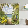 Tropical Plants Animals Bathroom Curtains Green Leaf Plant Waterproof Polyester Shower Curtain Nordic Home Bath Room Decoration