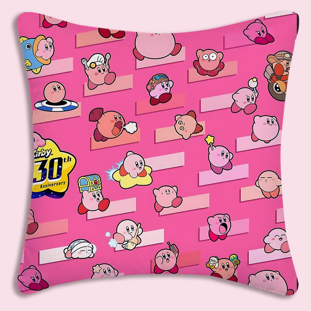 Hot Lovely KKirbies Pillow Covers Cartoon Sofa Decorative Home Doublesided Printing Short Plush Cute Cushion Cover