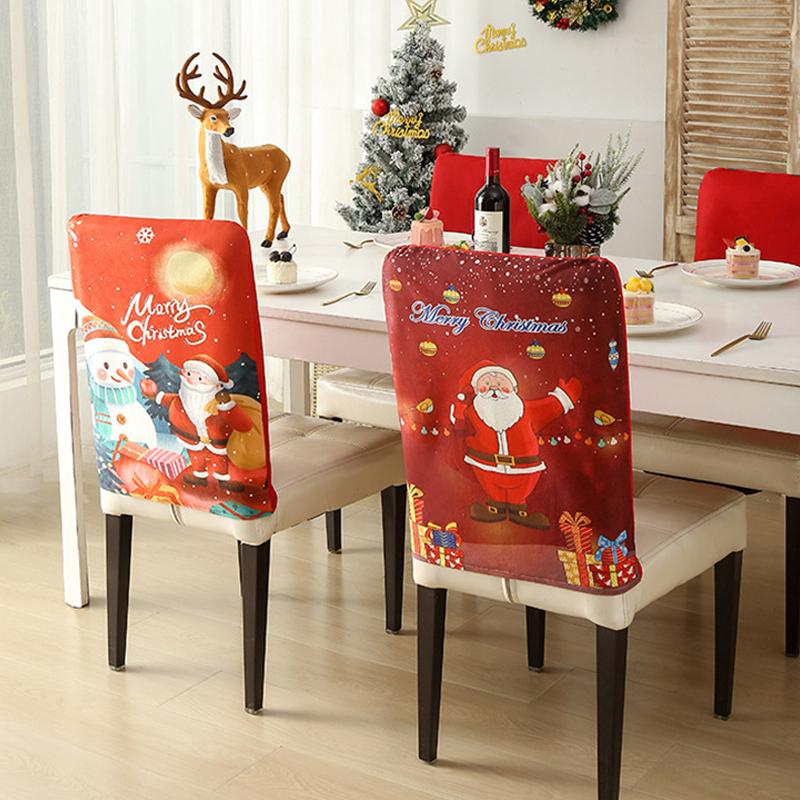Vánoční potah na sedák Netkaný kreativní Santa Claus perníkový panáček potištěný potah na židli Slavnostní stolování Atmosféra Dekorace Čalounění